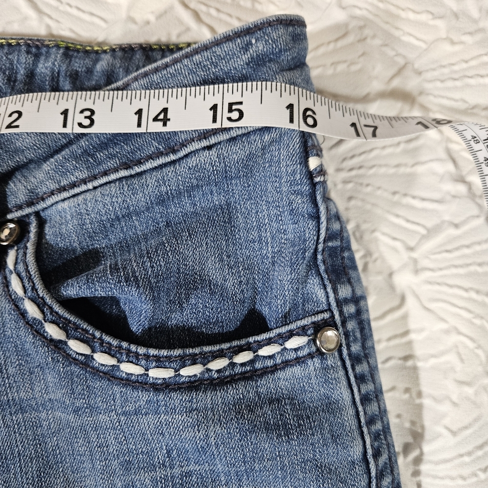 Wrangler Rock 47 Embroidered Back Pocket Bootcut Jeans - Blue Size 12/14 - Picture 11 of 12